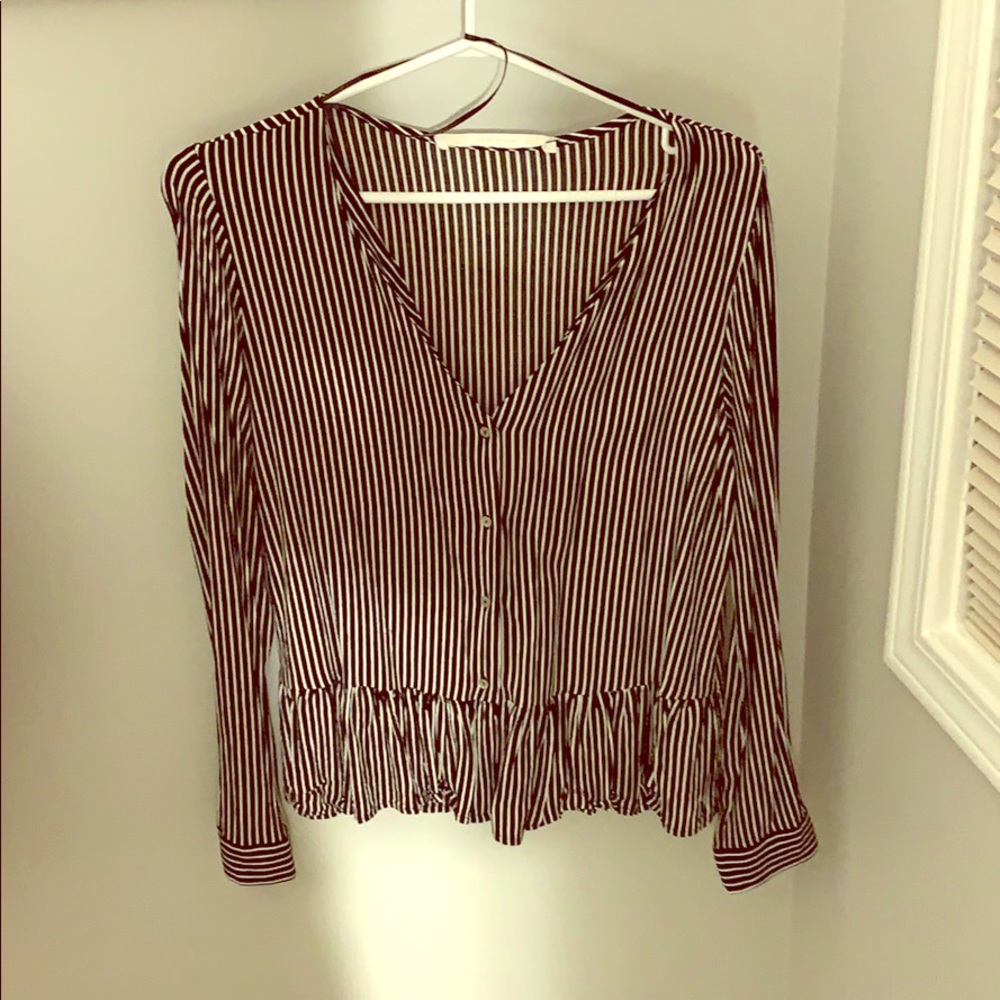 💕 2 for 15 💕Black and white striped blouse Zara